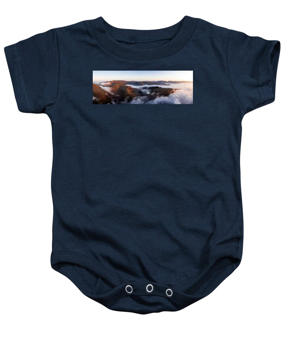 Panorama Baby Onesie featuring the photograph Langdale Cloud Inversion Lake District 1 by Sonny Ryse