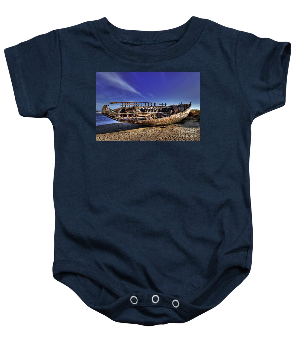 Harbour Baby Onesie featuring the photograph L'Angelus on Portbail - France by Paolo Signorini
