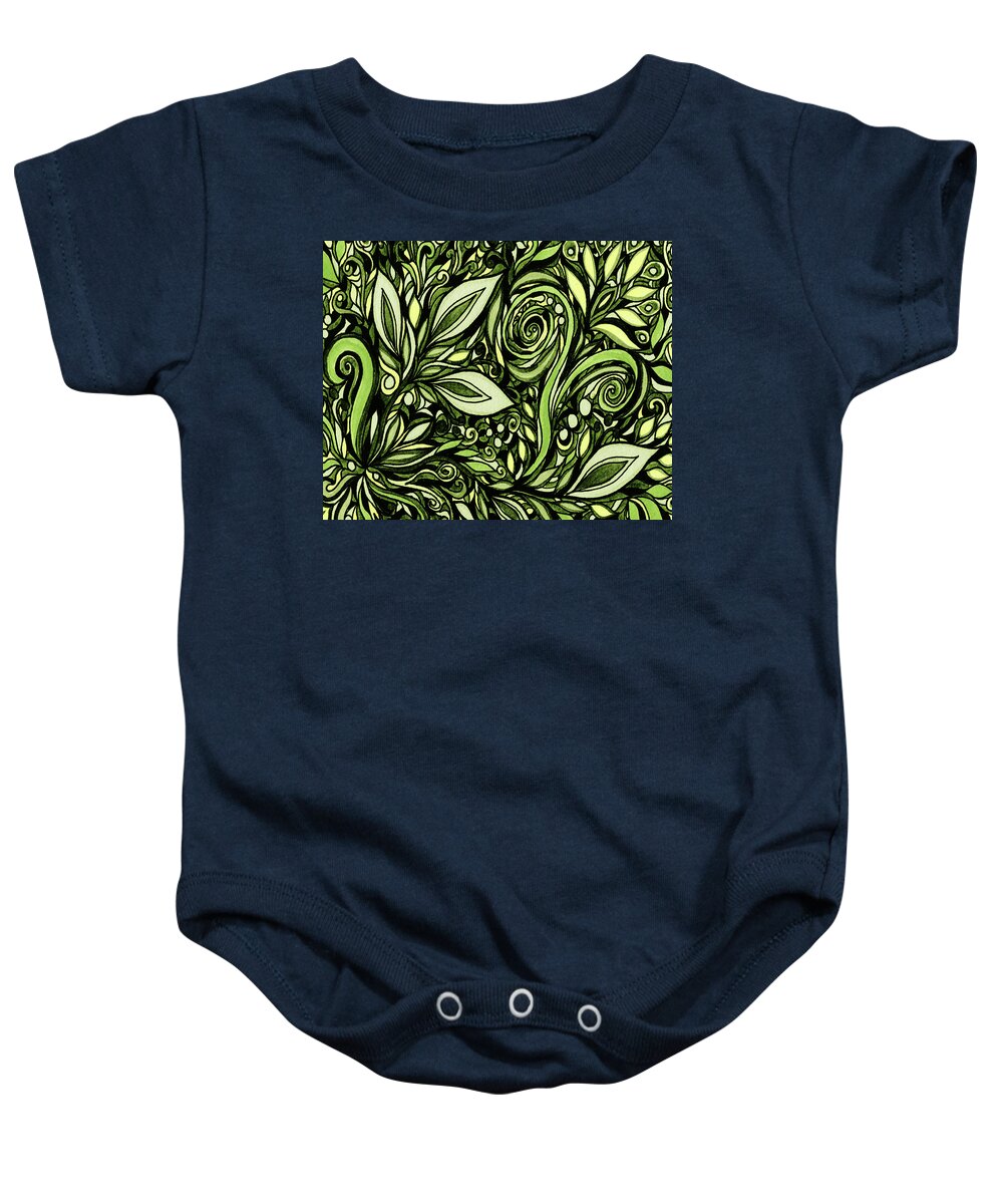 Floral Pattern Baby Onesie featuring the painting Magical Floral Pattern Tiffany Stained Glass Mosaic Decor XII by Irina Sztukowski
