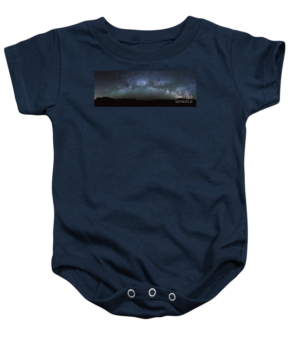 Mily Way Baby Onesie featuring the photograph Milky way panoramic by Matteo Colombo