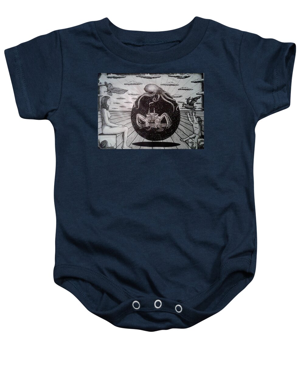  Baby Onesie featuring the painting Moon Child by James RODERICK