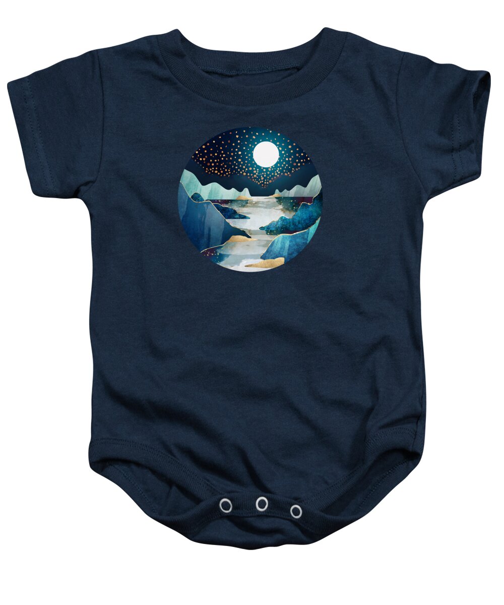 Moon Baby Onesie featuring the digital art Moon Glow by Spacefrog Designs