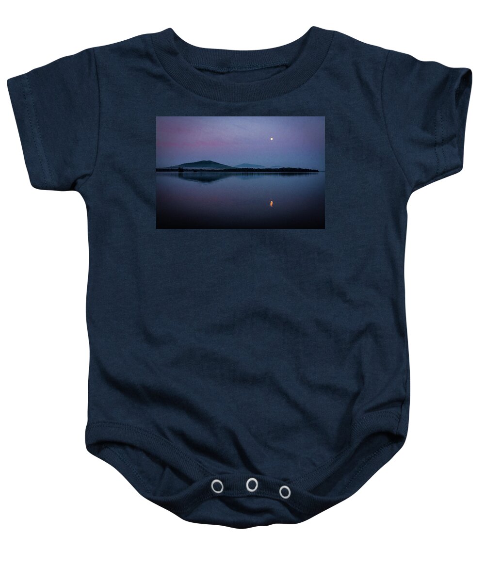 Moon Baby Onesie featuring the photograph Moon Over Mountain by Norman Reid
