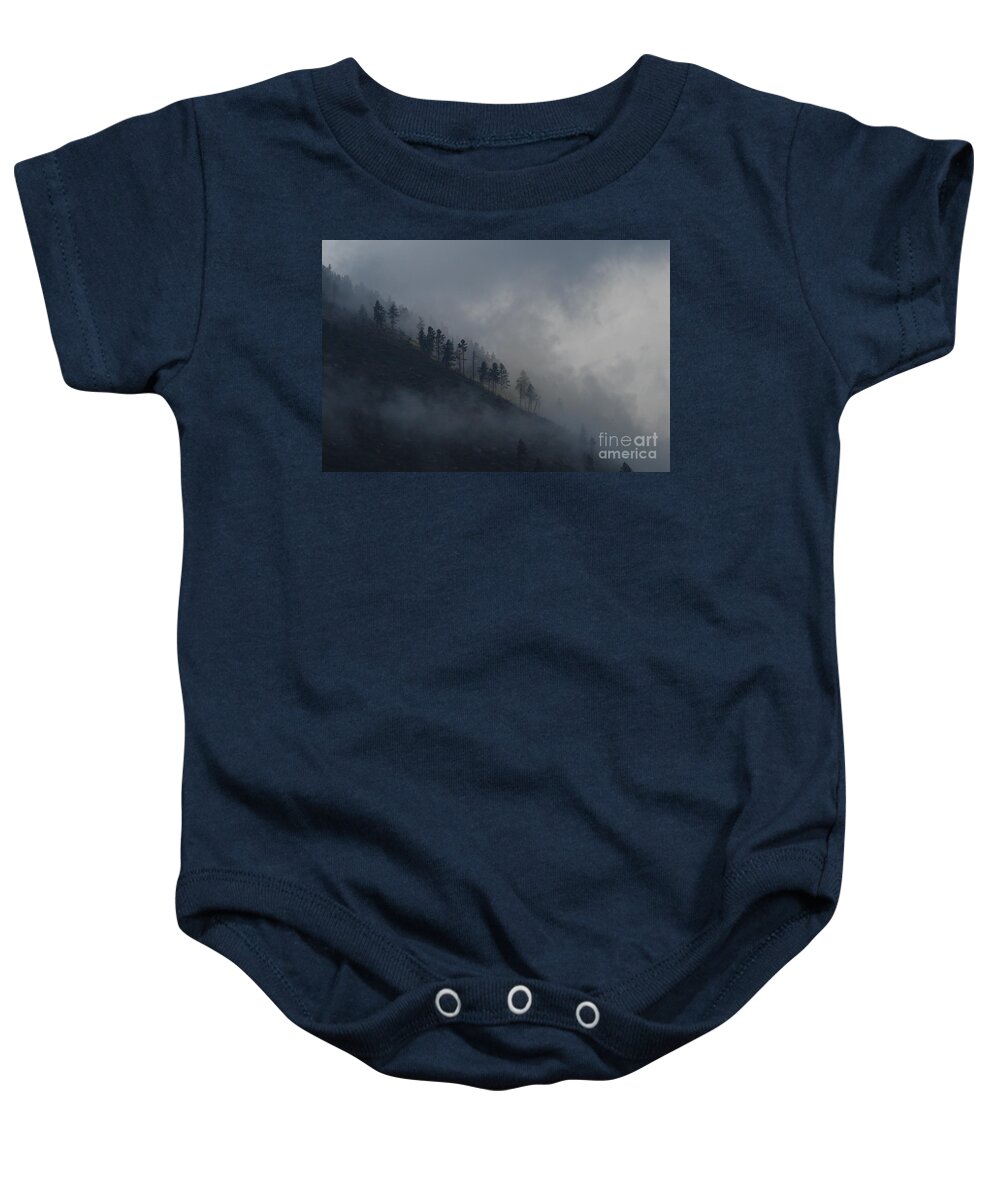 Alpine Baby Onesie featuring the photograph Morning mist by Ken Kvamme