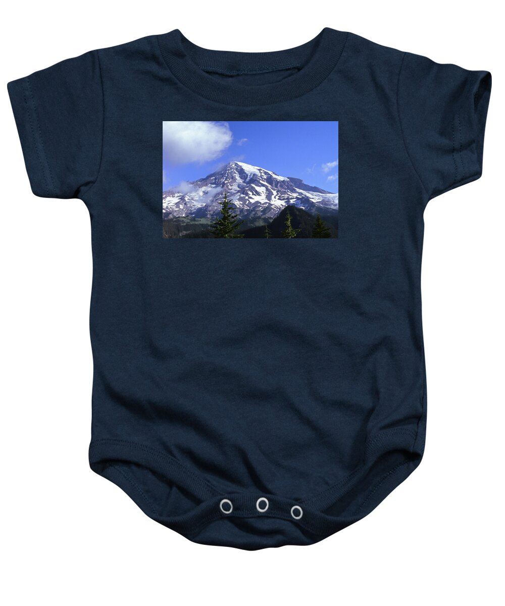 Mt. Rainier Baby Onesie featuring the photograph Mt. Rainier by Paul Rebmann