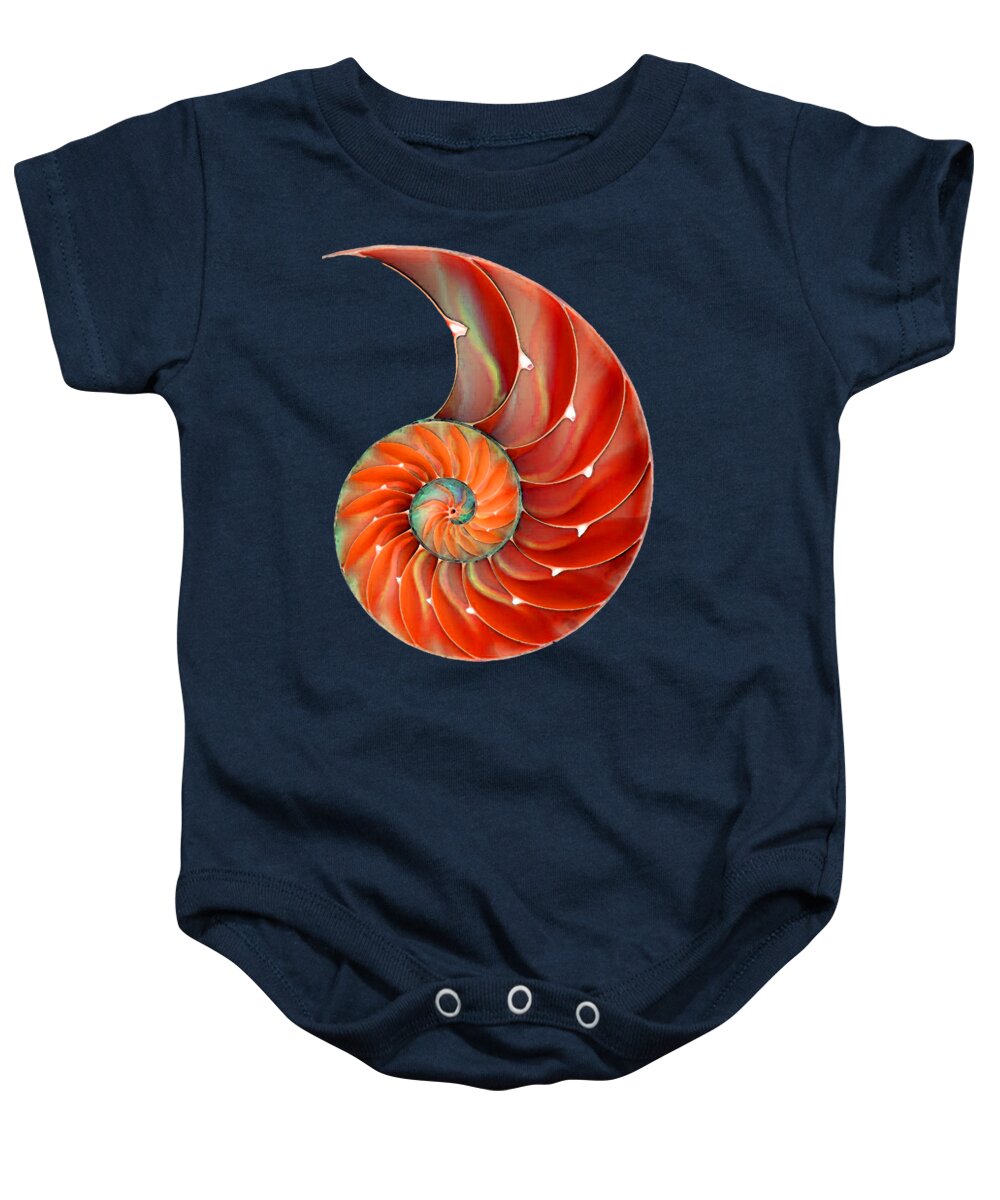 Nautilus Baby Onesie featuring the painting Nautilus Shell - Nature's Perfection by Sharon Cummings