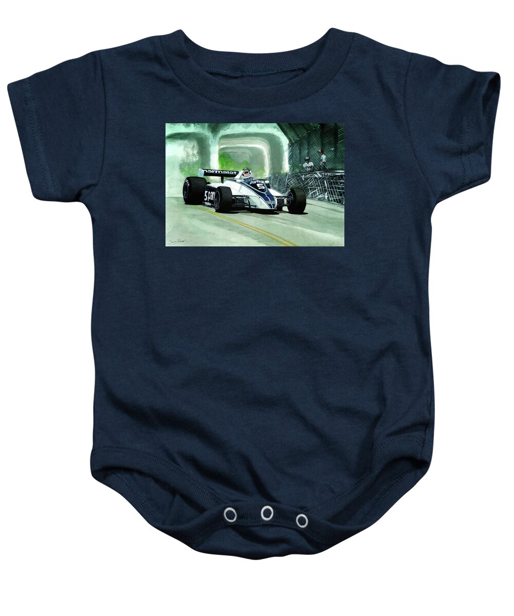 Nelson Baby Onesie featuring the painting Nelson at Long Beach by Simon Read