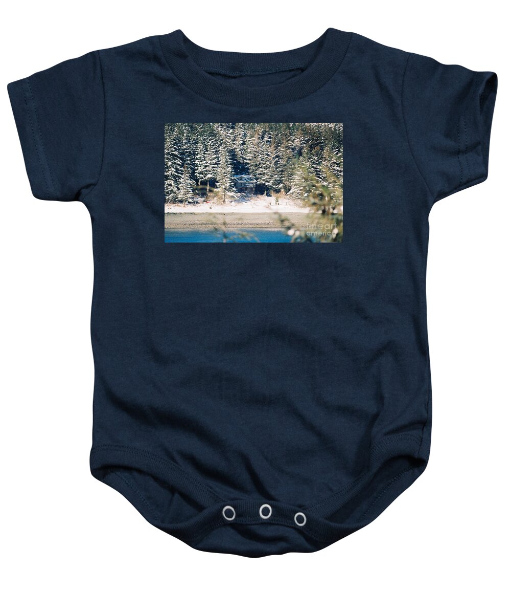 #winter #snow #snowy #forrestretreat #alaska #ak #juneau #cruise #tours #vacation #peaceful #sealaska #southeastalaska #calm #35mm #analog #film #sprucewoodstudios Baby Onesie featuring the photograph Nestled in the Snow by Charles Vice