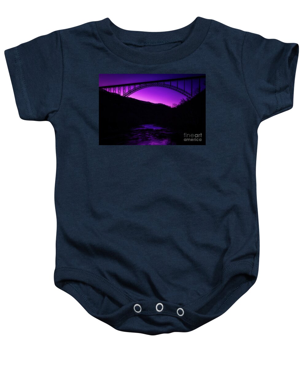 Usa Baby Onesie featuring the photograph New River Gorge Bridge after Sunset by Thomas R Fletcher
