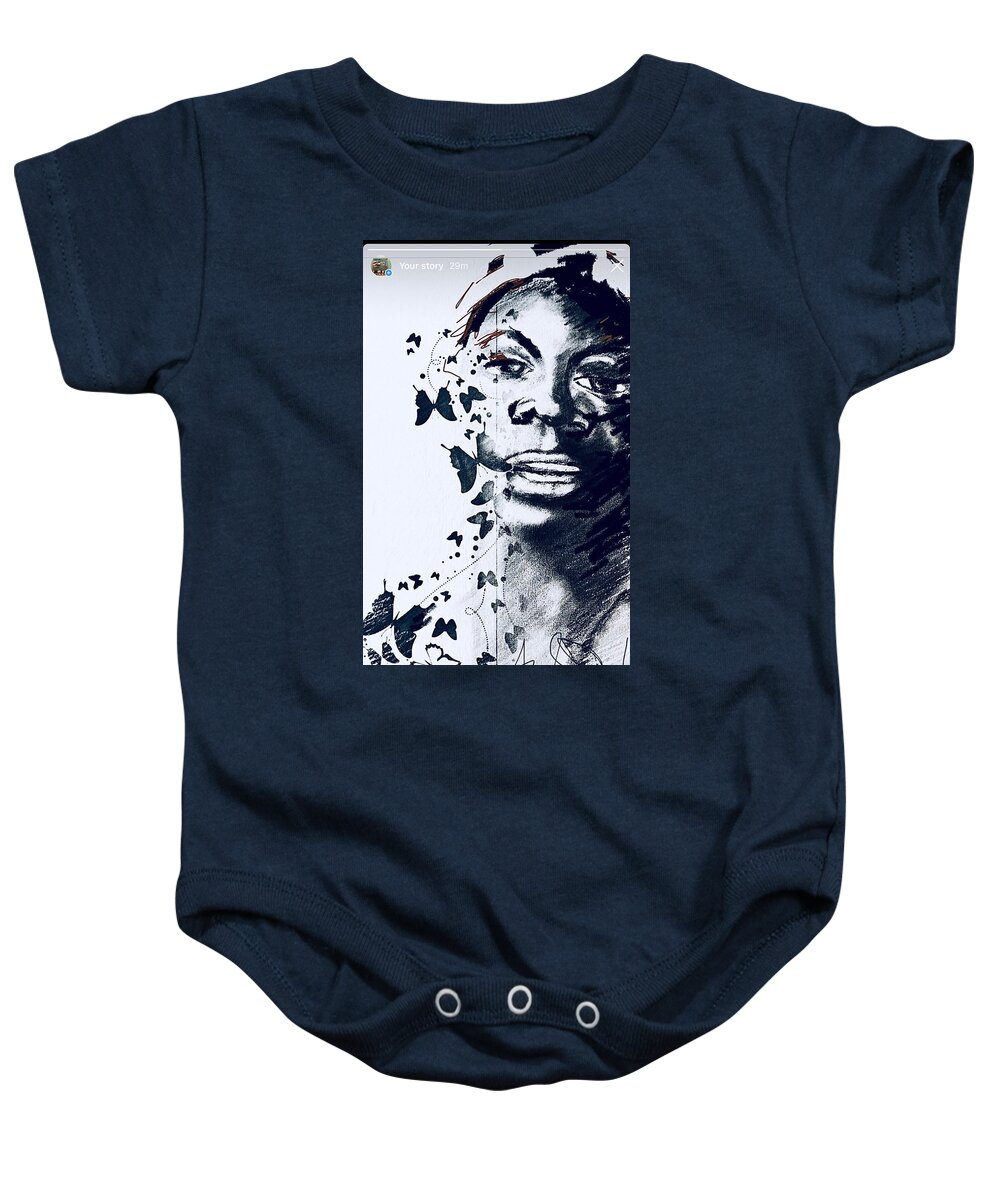  Baby Onesie featuring the mixed media Nina by Angie ONeal