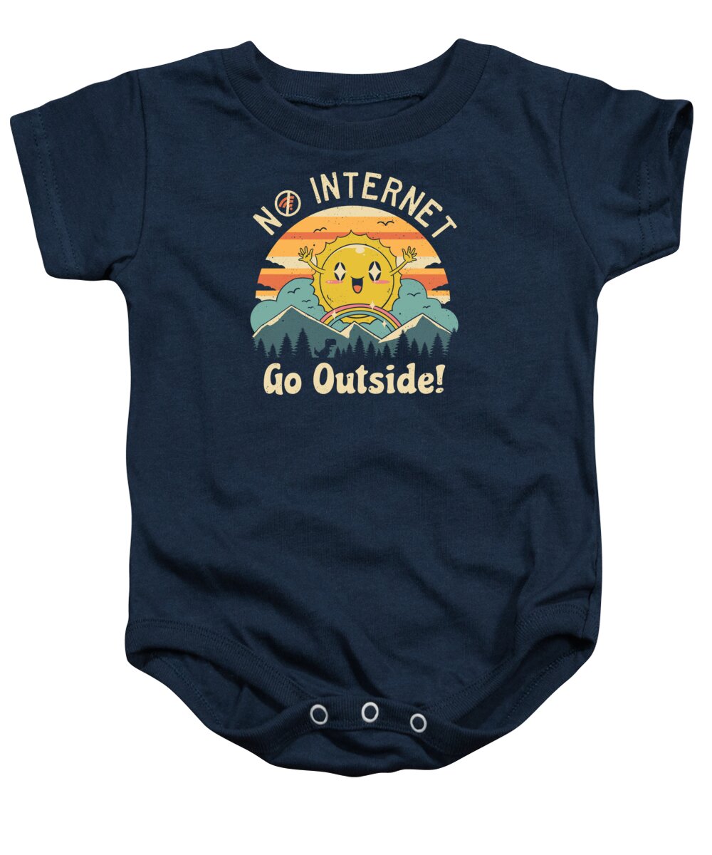 Cute Baby Onesie featuring the digital art No Internet Vibes by Vincent Trinidad