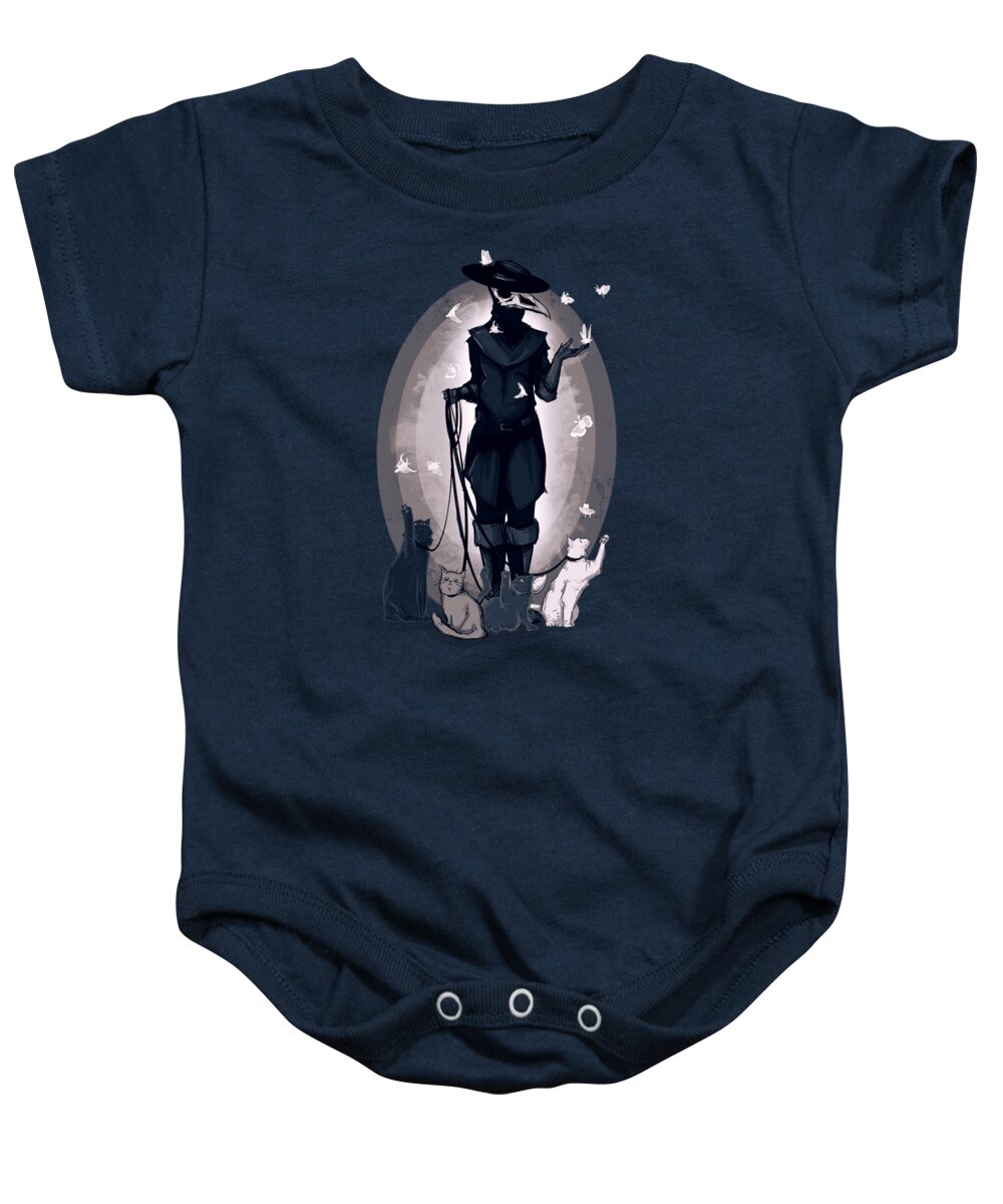 Plague Doctor Baby Onesie featuring the drawing Nocturnal III by Ludwig Van Bacon