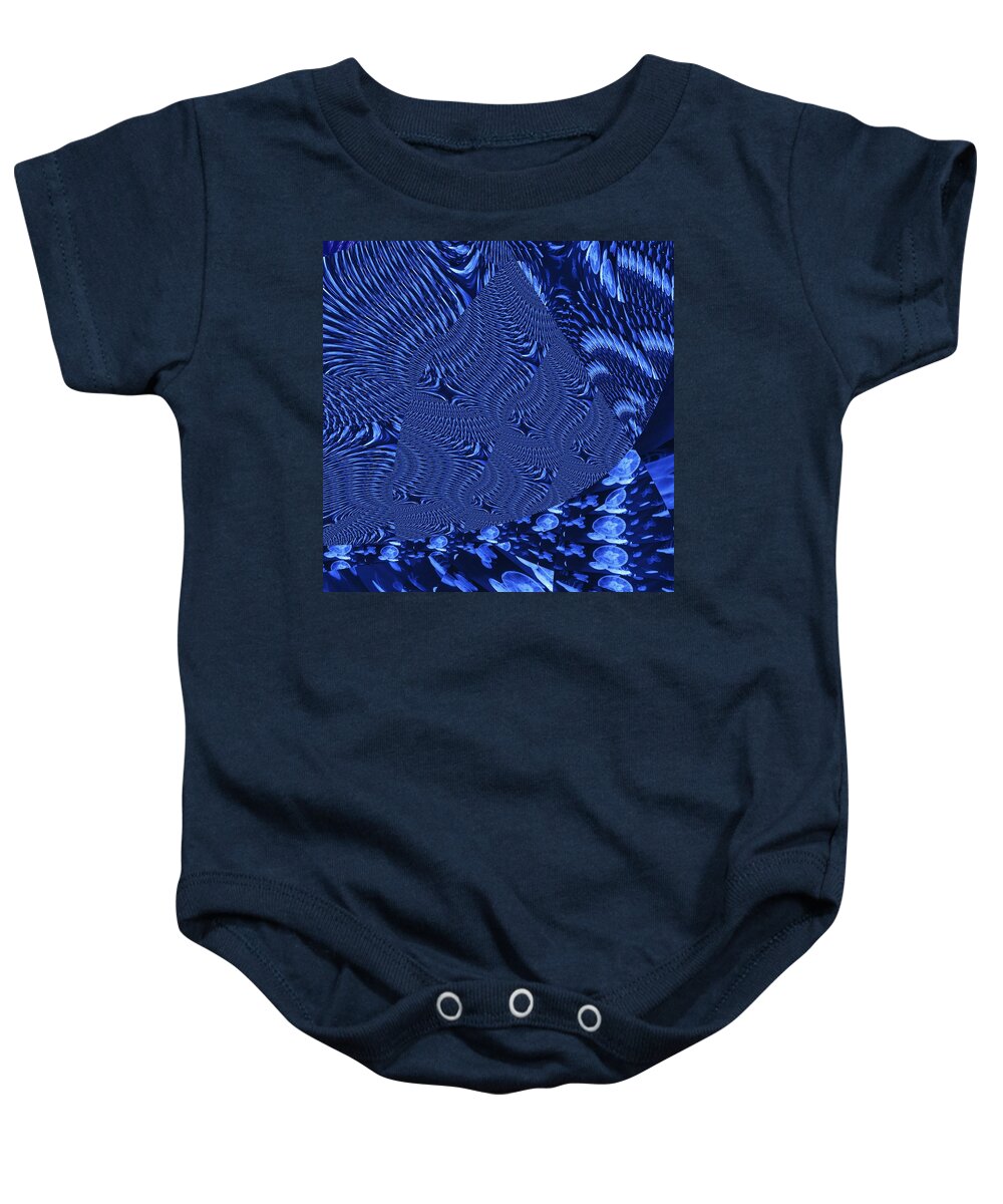 Fractal Baby Onesie featuring the mixed media Ocean Beauties by Stephane Poirier