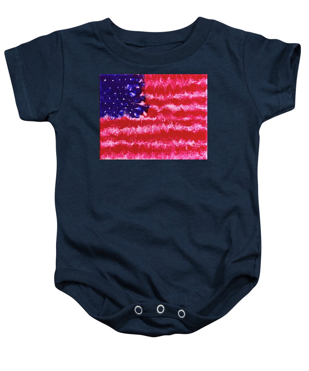 Us Flag Baby Onesie featuring the painting Old Glory by Pour Your heART Out Artworks