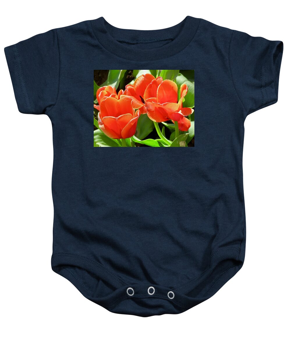 Tulips Baby Onesie featuring the photograph Orange Tulips by Stephanie Moore