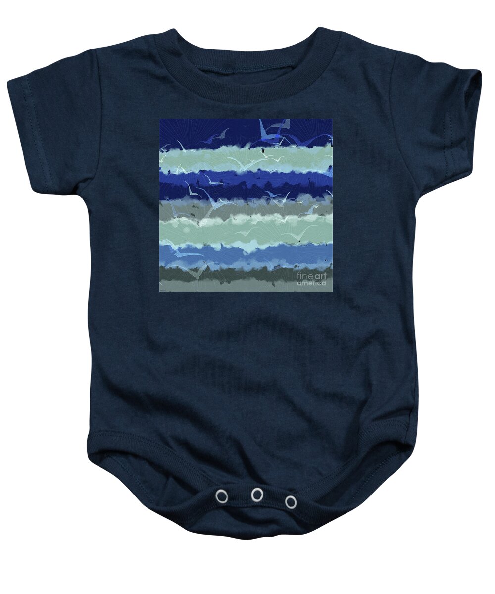 Abstract Baby Onesie featuring the digital art Our Wings are Strong by Bentley Davis