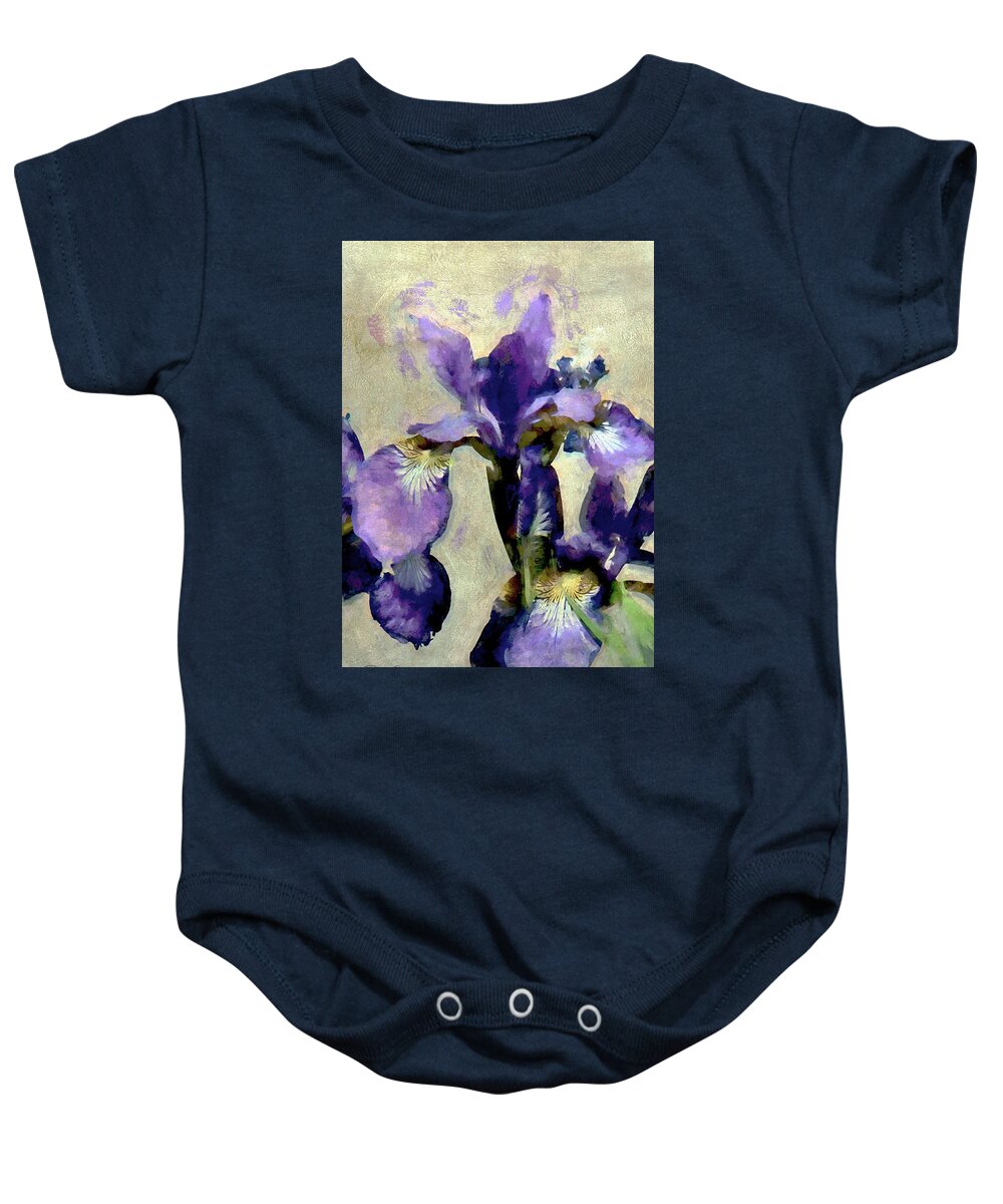 Iris Baby Onesie featuring the photograph Painted Irises by Rene Crystal