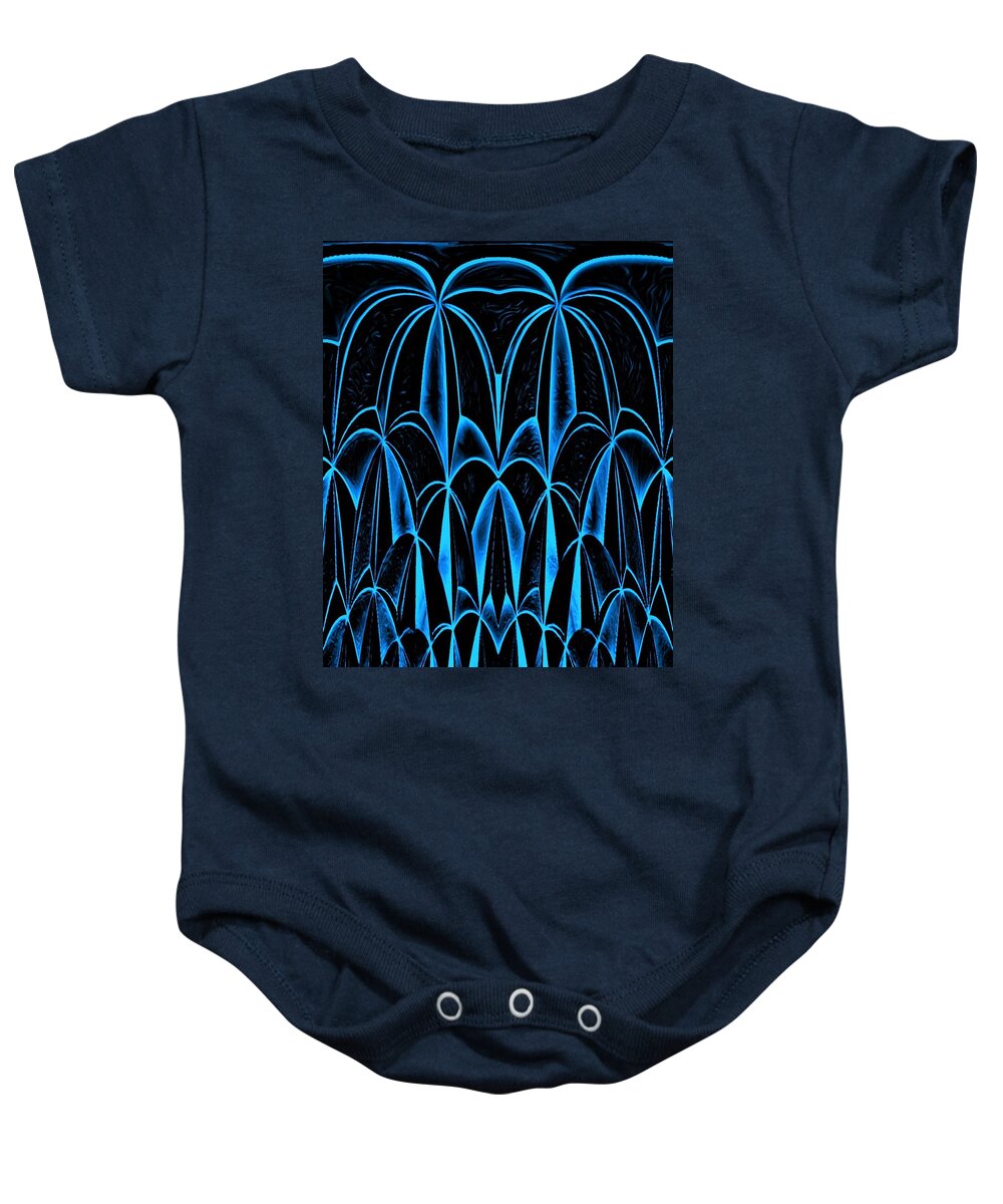 Digital Baby Onesie featuring the digital art Palm Trees Blue by Ronald Mills