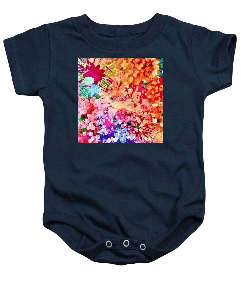 Flowers Baby Onesie featuring the painting Peachy Keen Two by Tommy McDonell