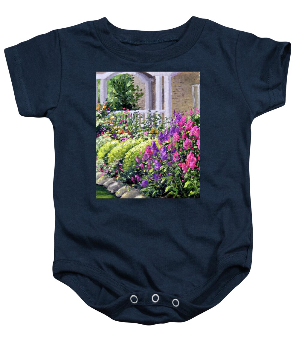 Garden Baby Onesie featuring the painting Phlox In Bloom by Rick Hansen