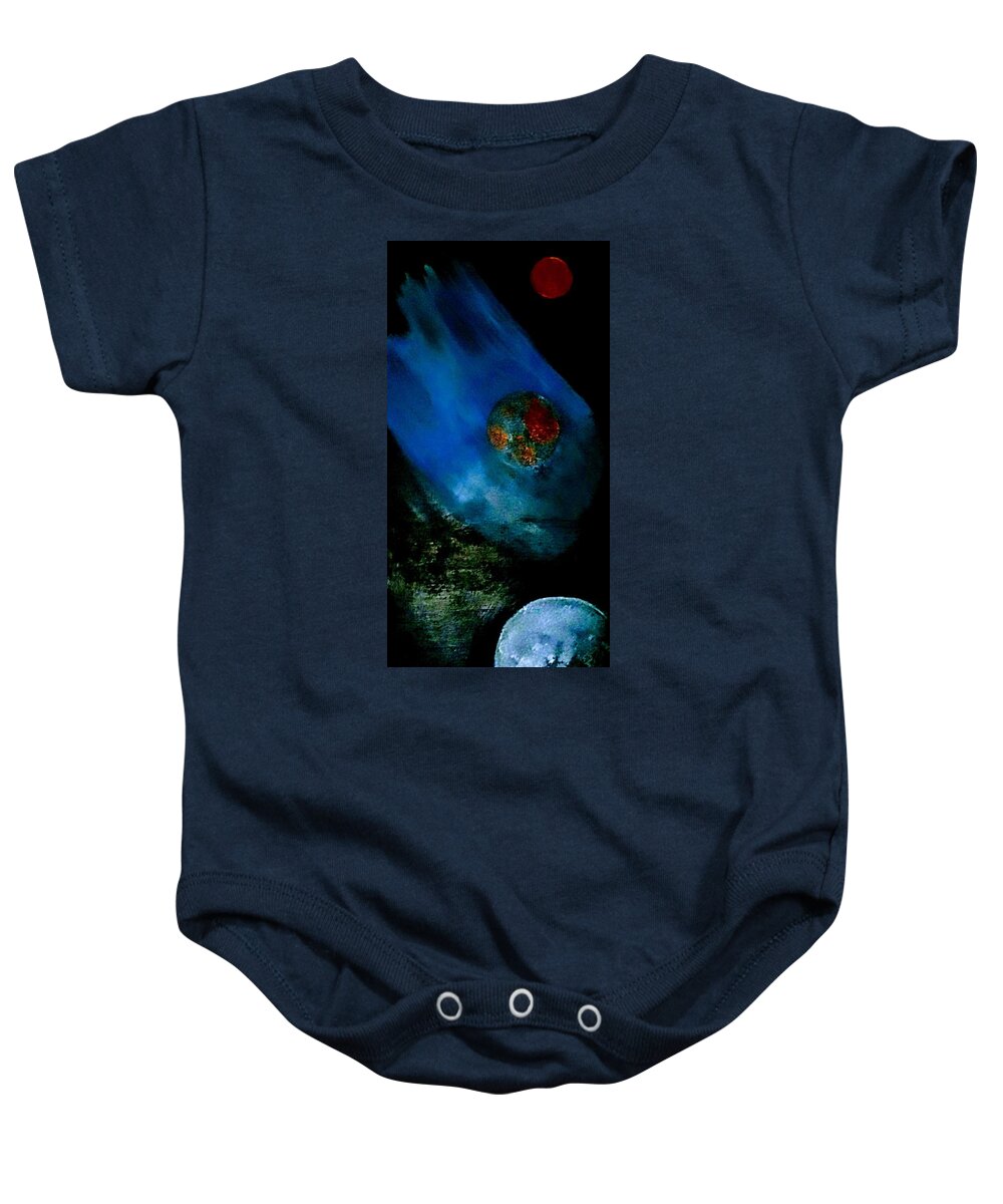 Planets Baby Onesie featuring the painting Planets Aligned by Anna Adams