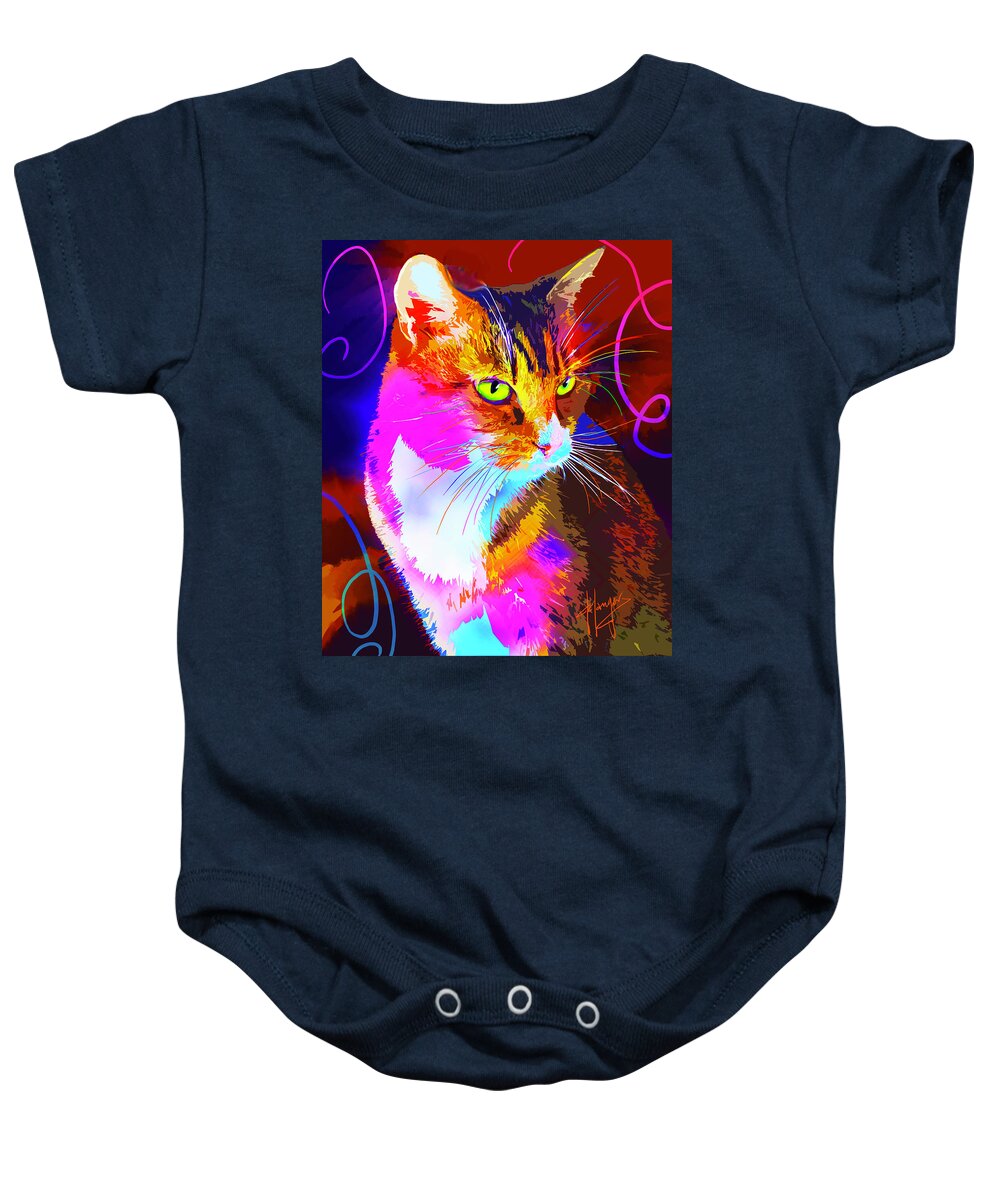 Popcat Baby Onesie featuring the painting pOpCat Buddy by DC Langer