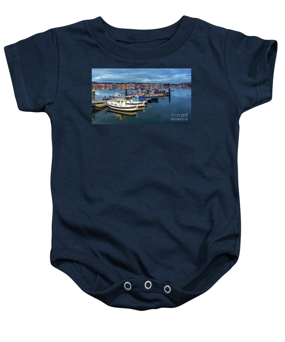 Ocean Baby Onesie featuring the photograph Port and Town of Ares in Ares Estuary La Coruna Galicia by Pablo Avanzini