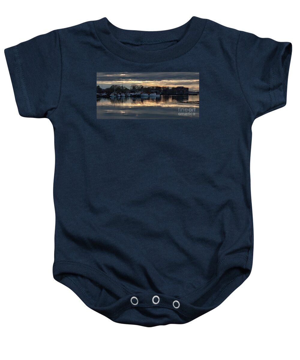 Portsmouth Baby Onesie featuring the photograph Portsmouth At Night #2 by Marcia Lee Jones