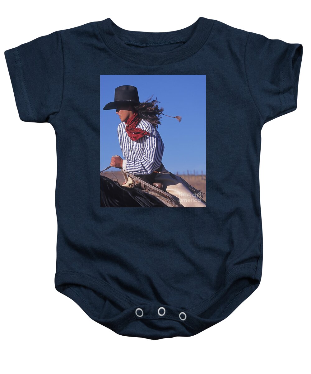 Cowgirl Baby Onesie featuring the photograph Pure Determination by Don Schimmel