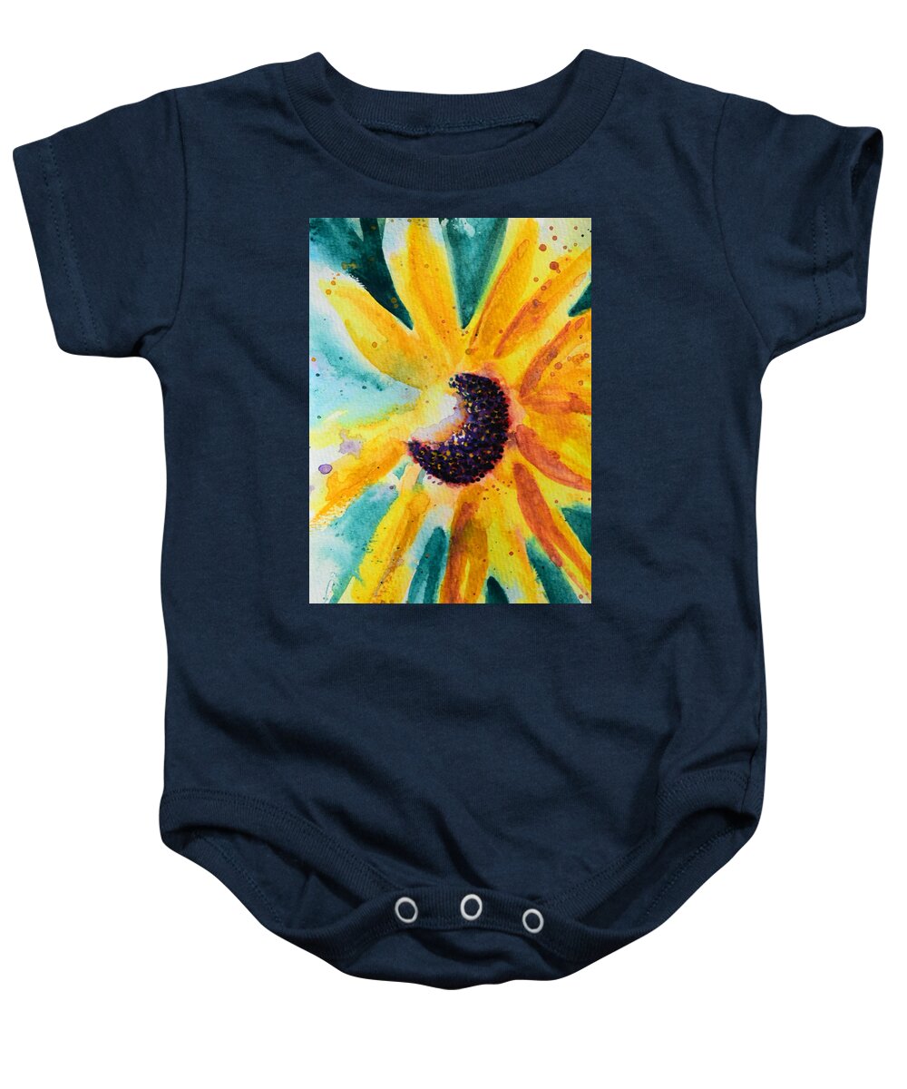 Sunflower Baby Onesie featuring the painting Radiance in Bloom by Bonny Puckett