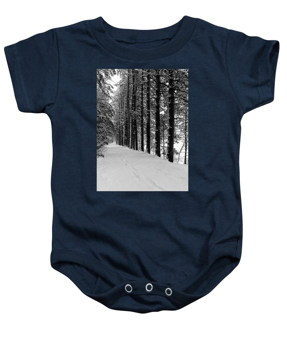 Snow Baby Onesie featuring the photograph Rail Path in Winter by David Lee
