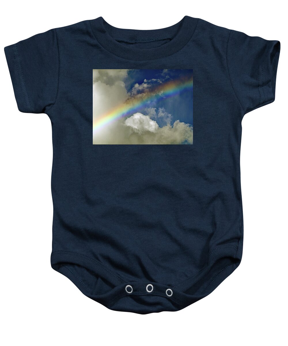 Rainbow Baby Onesie featuring the photograph Rainbow in the Clouds by Corinne Carroll