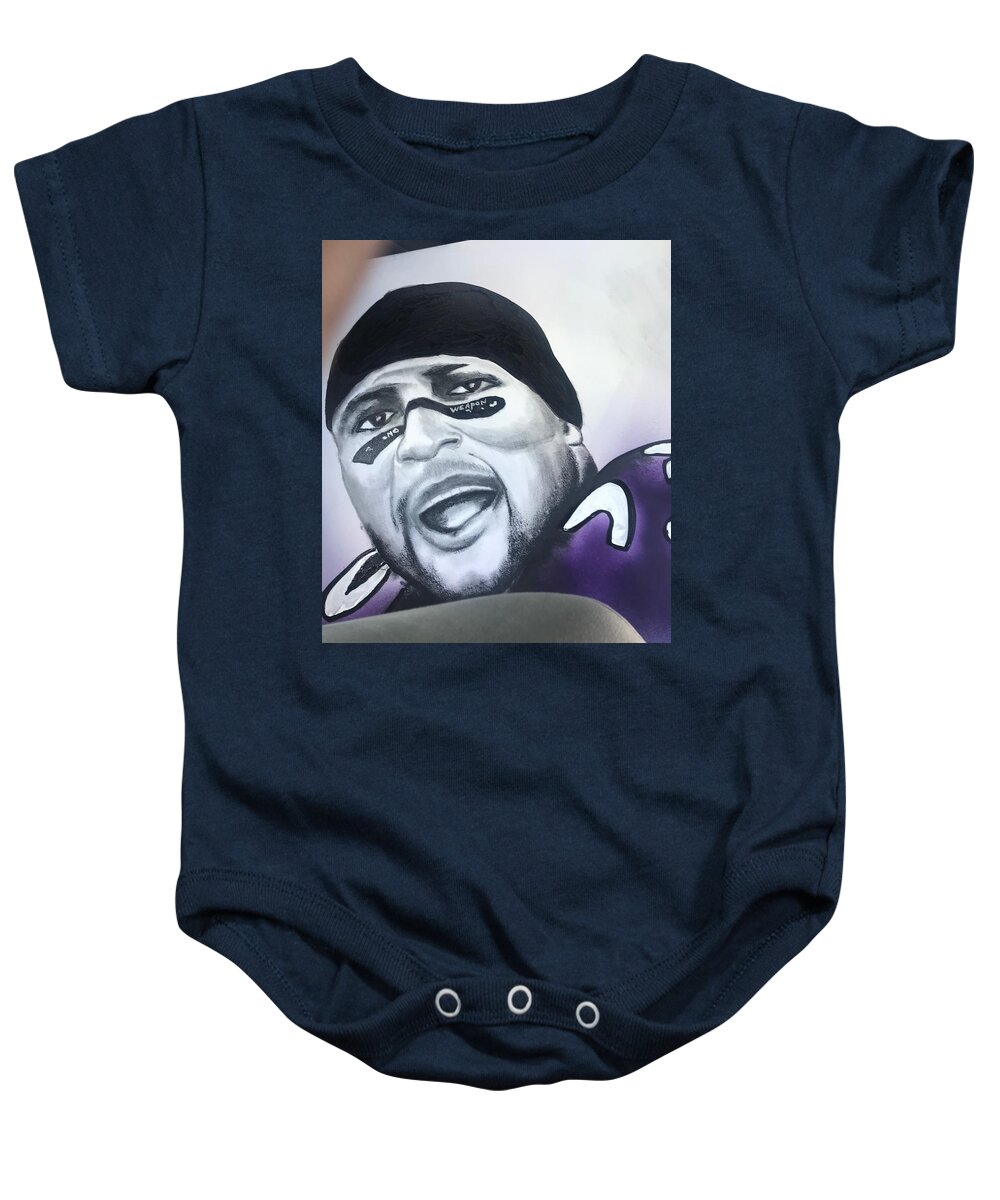  Baby Onesie featuring the mixed media Raven by Angie ONeal