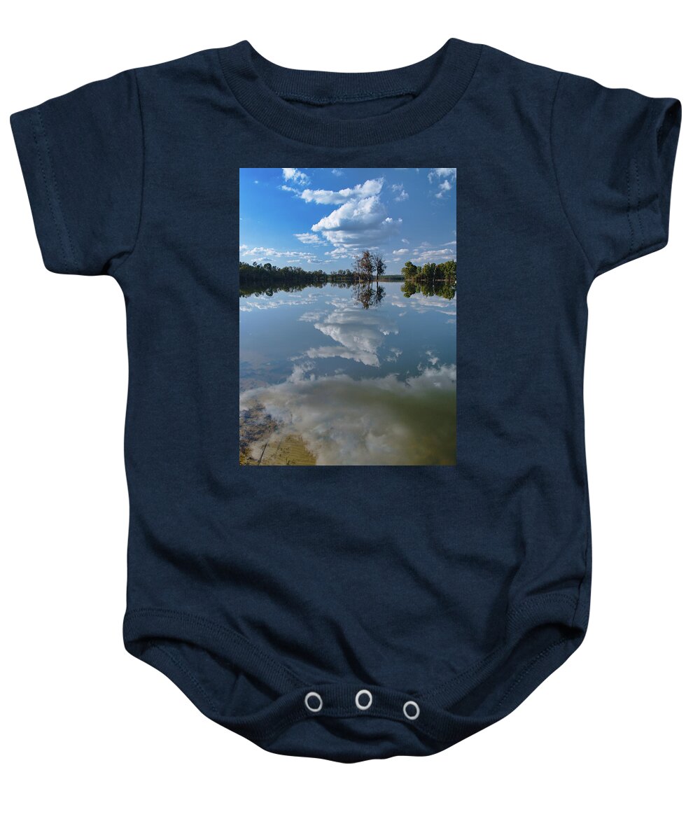 Alentejo Baby Onesie featuring the photograph Reflections by the Lake by Angelo DeVal