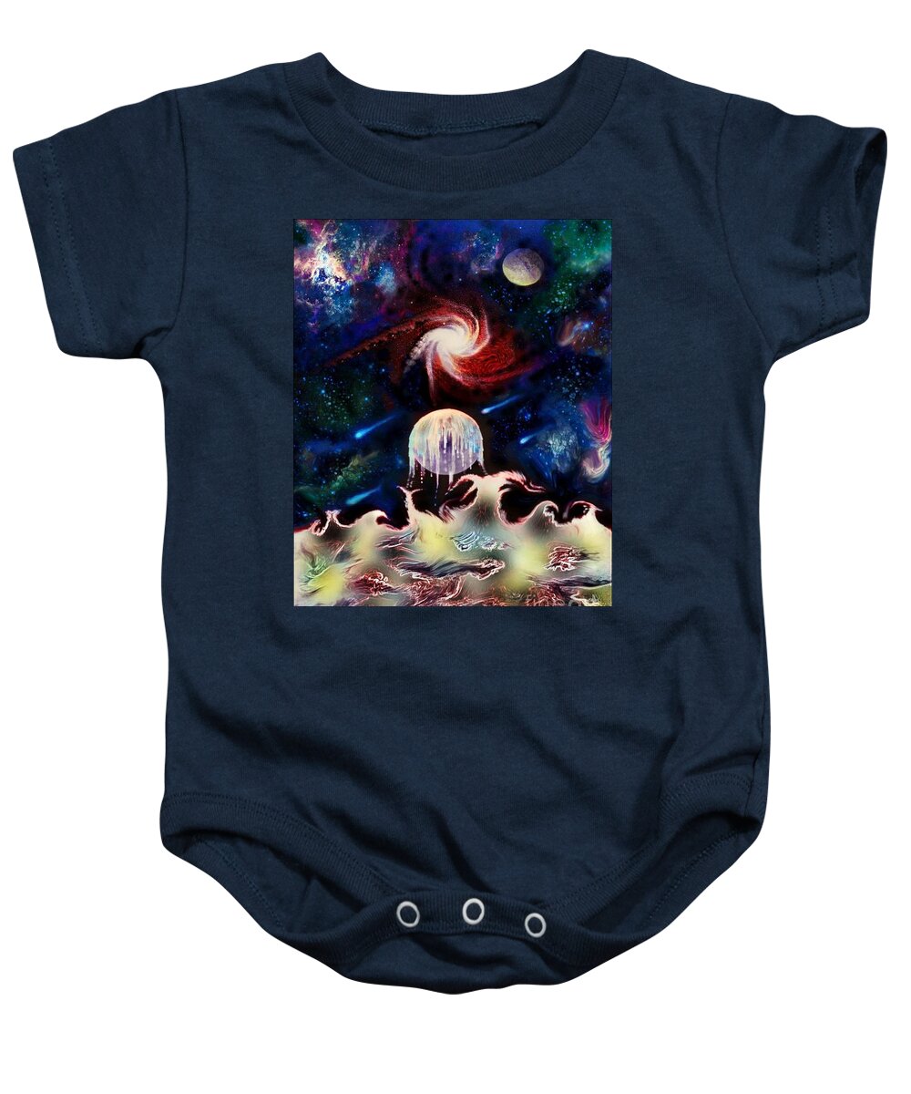 Space Baby Onesie featuring the digital art Restless by David Neace CPX