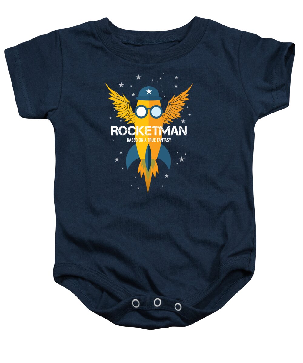 Rocketman Baby Onesie featuring the digital art Rocketman - Alternative Movie Poster by Movie Poster Boy