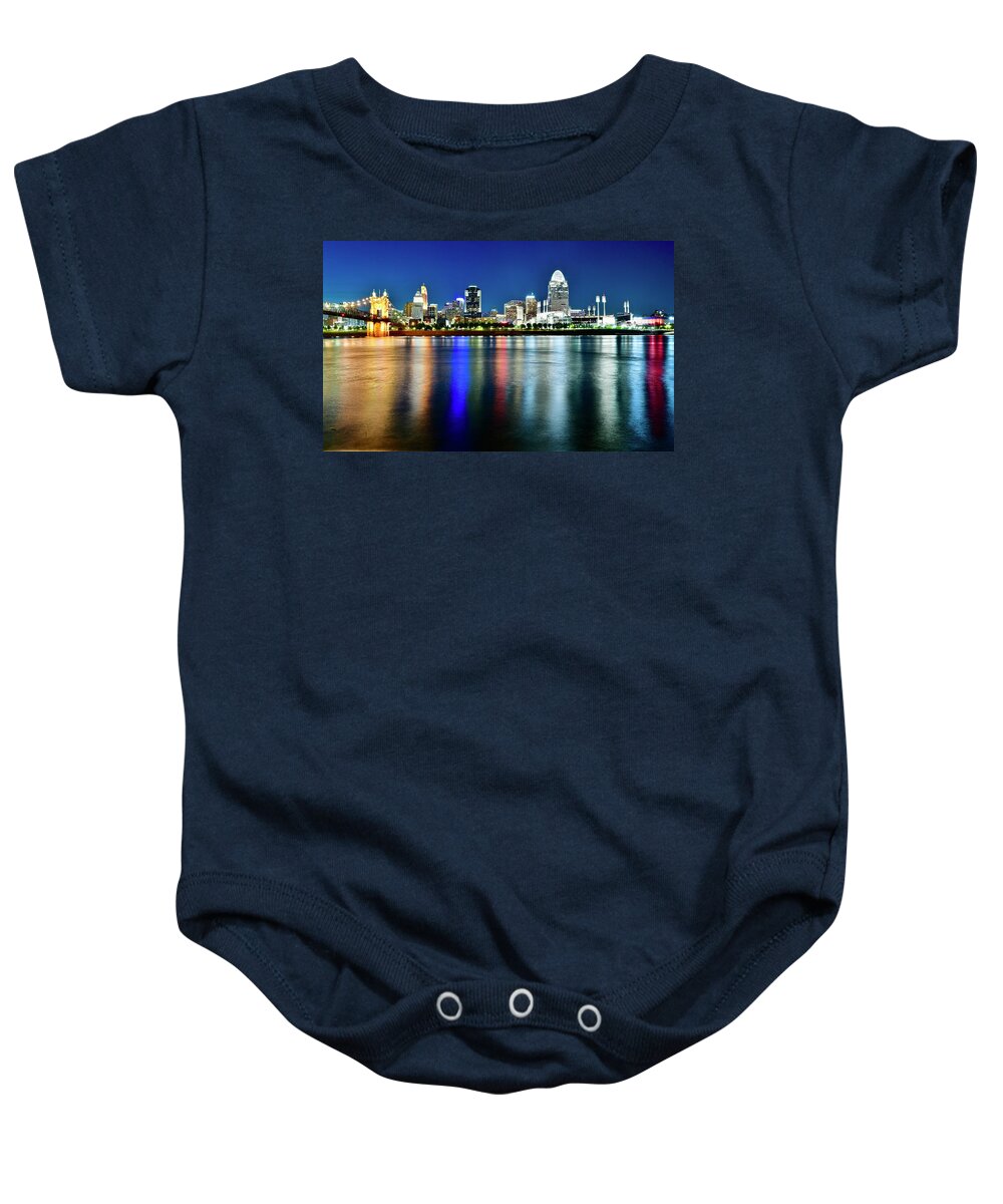 Cincinnati Baby Onesie featuring the photograph Royal Blue of the Queen City by Frozen in Time Fine Art Photography