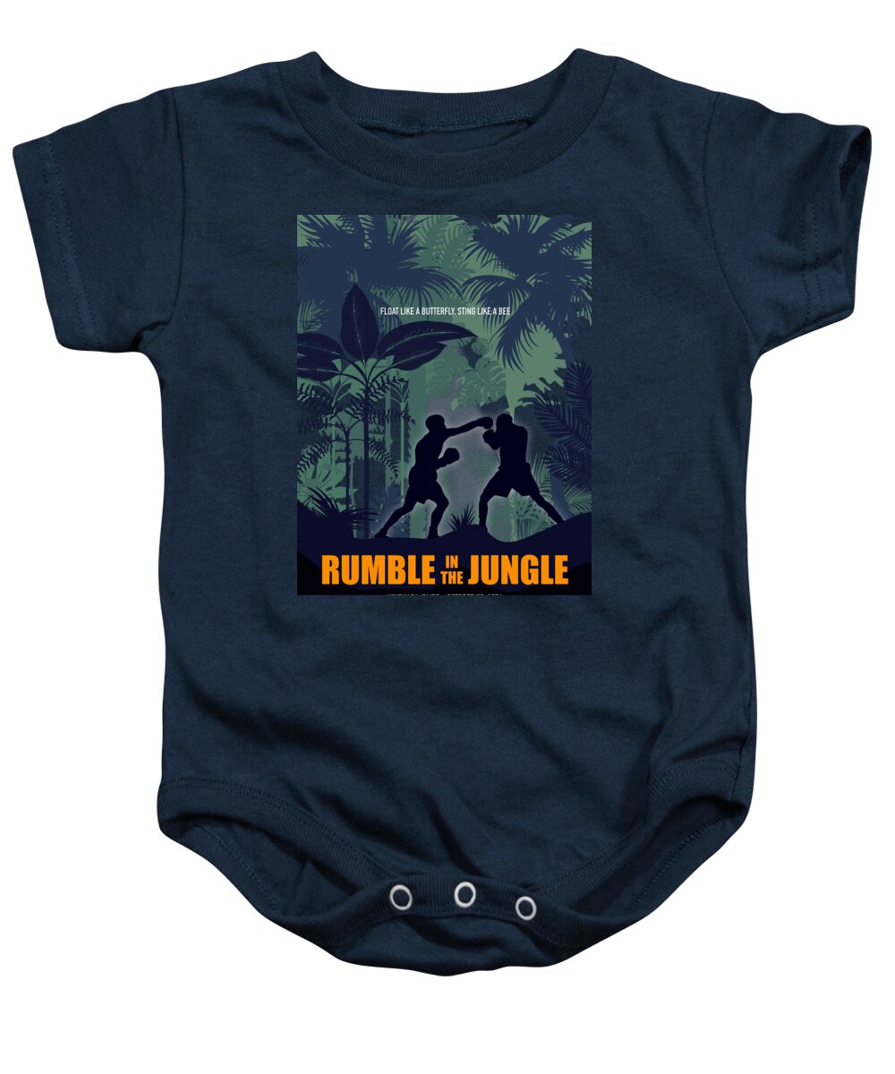 Rumble In The Jungle Baby Onesie featuring the digital art Rumble in the Jungle - Alternative Movie Poster by Movie Poster Boy
