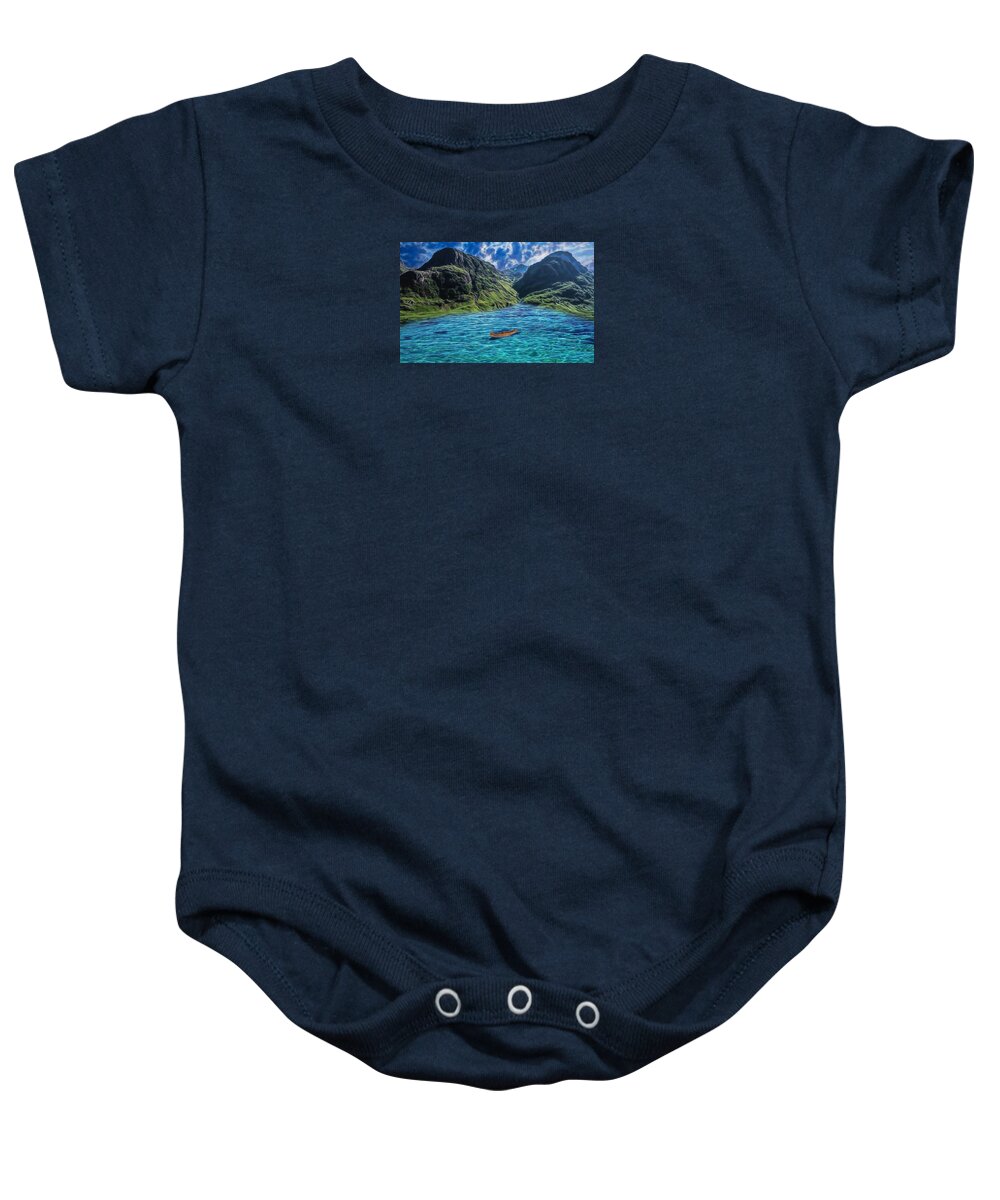 Canoe Baby Onesie featuring the mixed media Running Water by Marvin Blaine