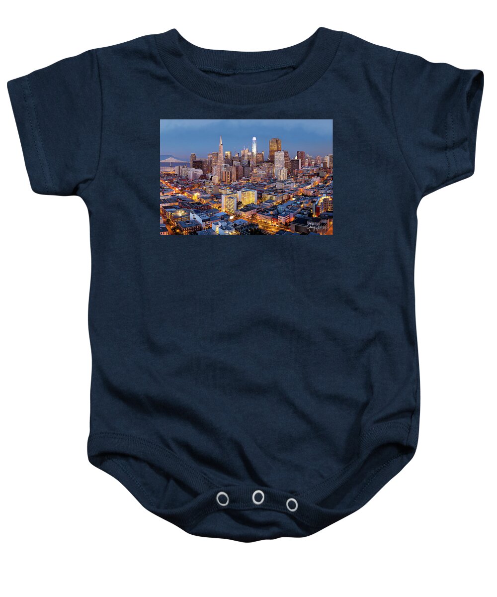 Gary Johnson Baby Onesie featuring the photograph San Francisco Skyline 3 by Gary Johnson