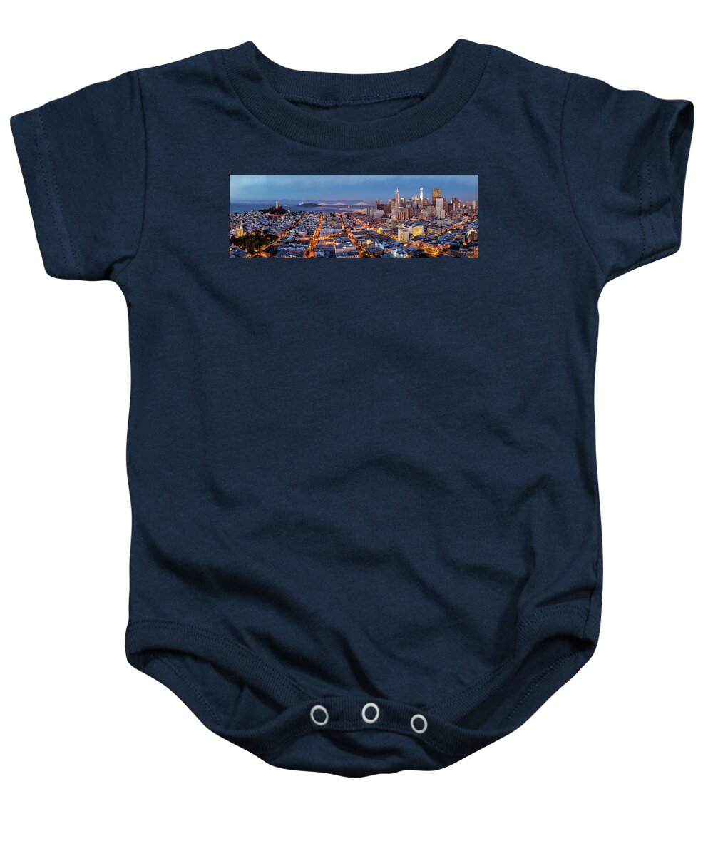 Gary-johnson Baby Onesie featuring the photograph San Francisco Skyline by Gary Johnson
