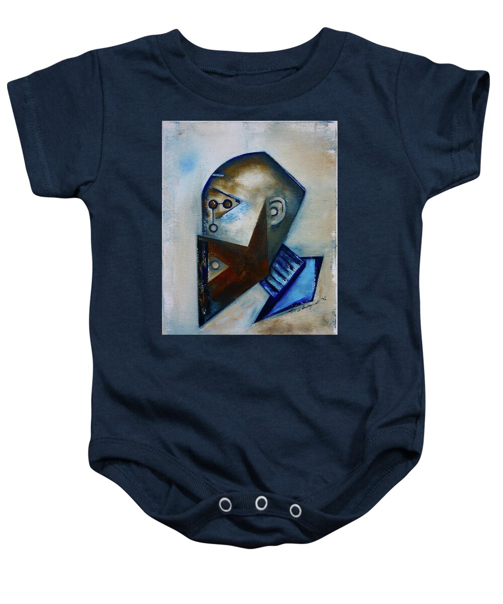 Abstract Portrait Baby Onesie featuring the painting Sensory / Receipts by Martel Chapman