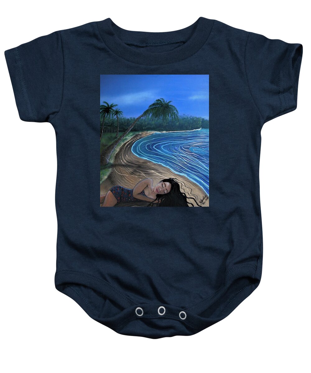 Sleeping Beauty Baby Onesie featuring the painting Sleeping Beauty by Joan Stratton