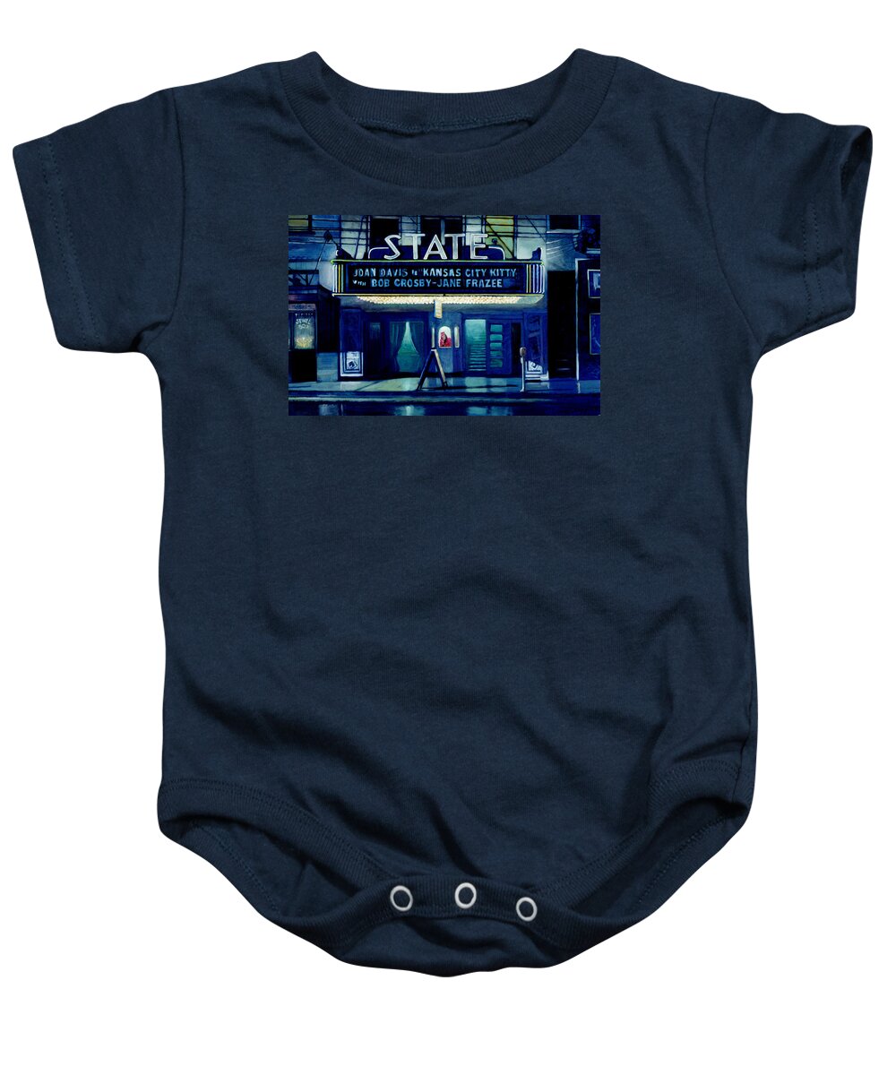 Old Theaters Baby Onesie featuring the painting State Theater by Blue Sky