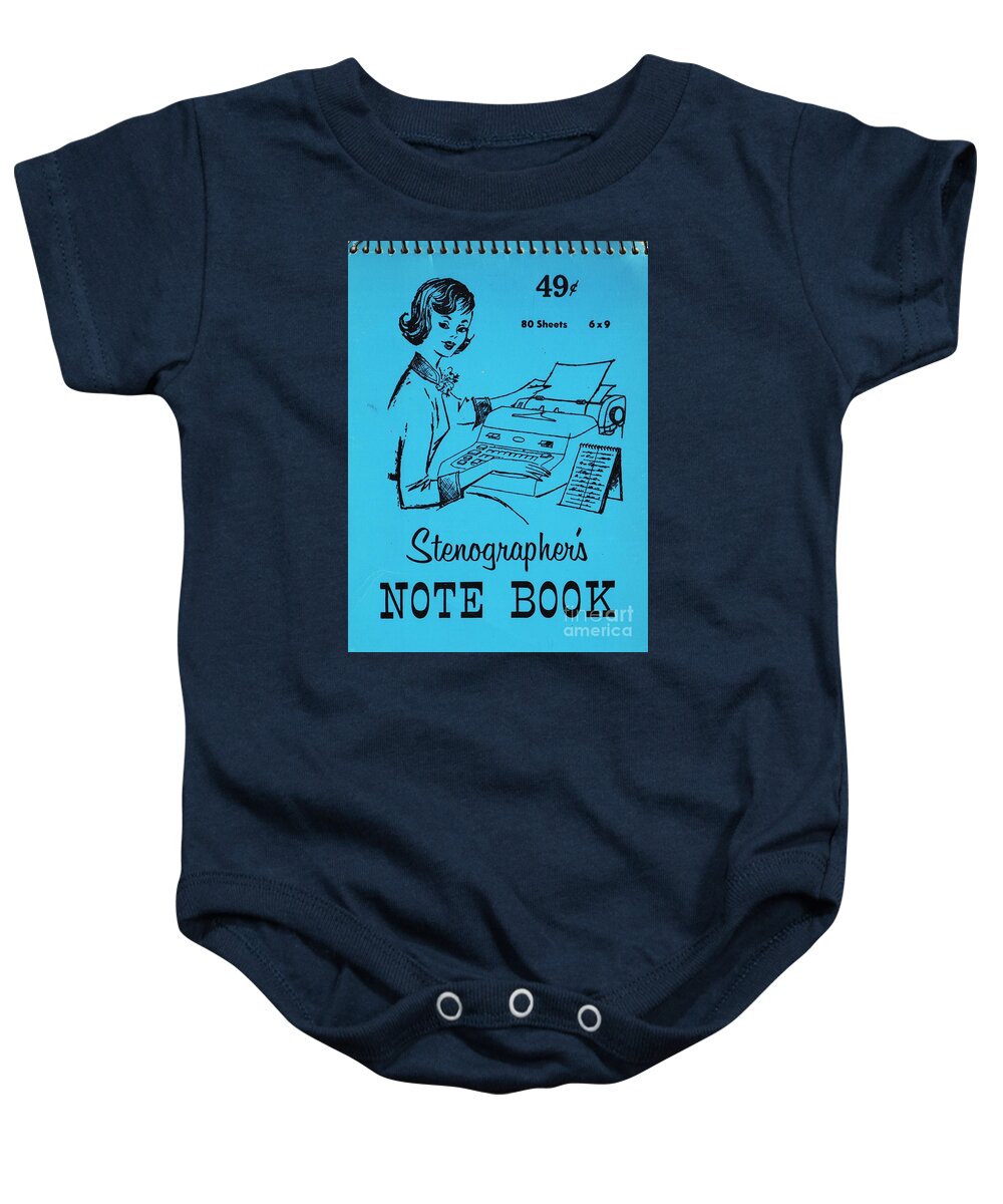 Women Baby Onesie featuring the mixed media Stenographer's Note Book by Sally Edelstein