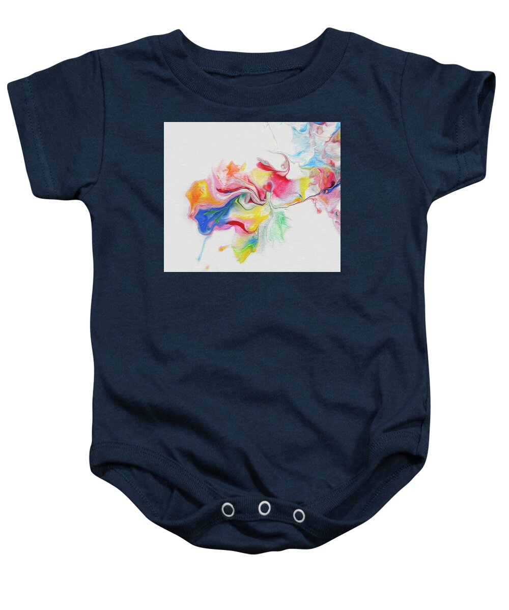 Rainbow Colors Baby Onesie featuring the painting Still Here by Deborah Erlandson
