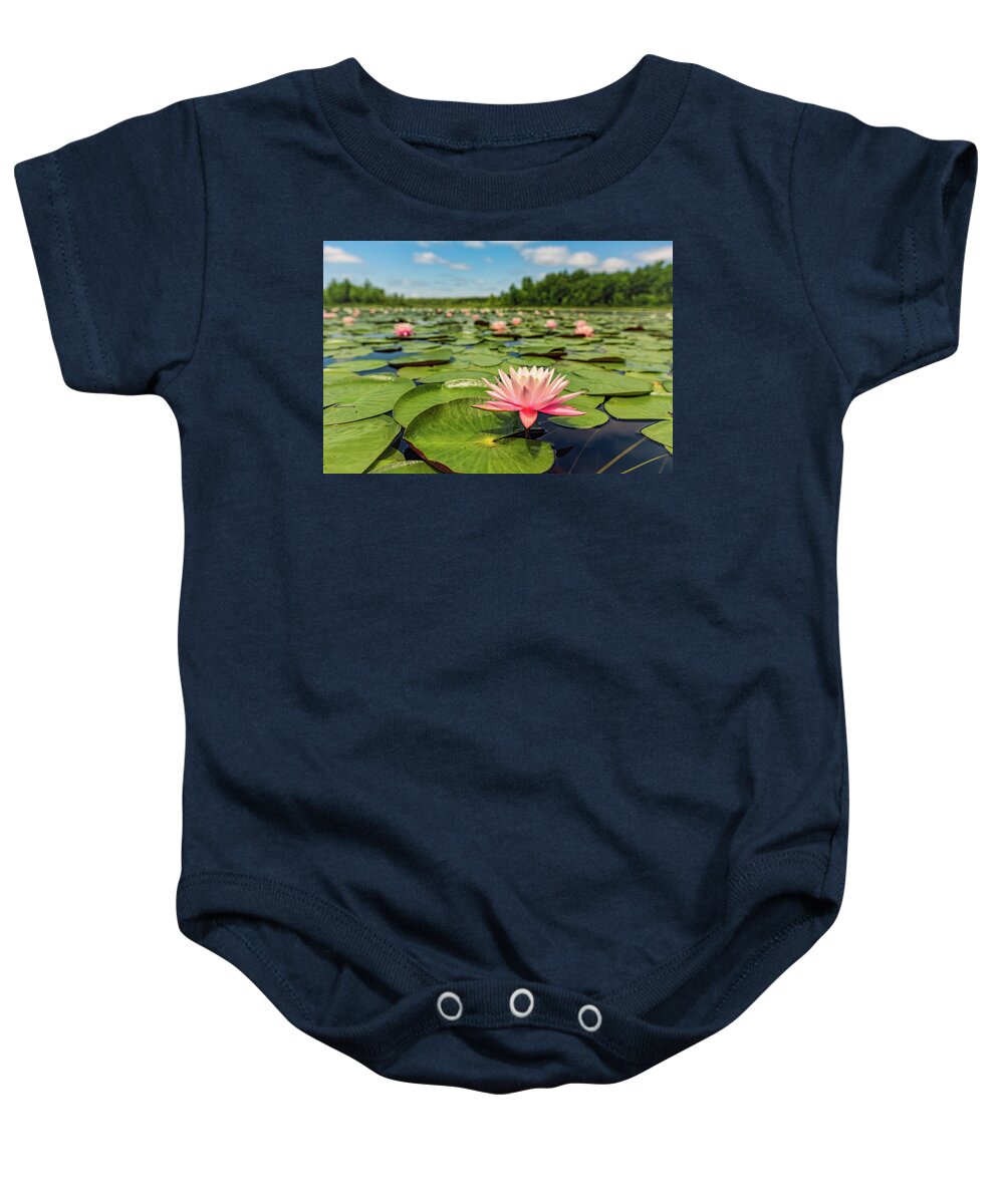 New Hampshire Baby Onesie featuring the photograph Summer Water Lily by Jeff Sinon