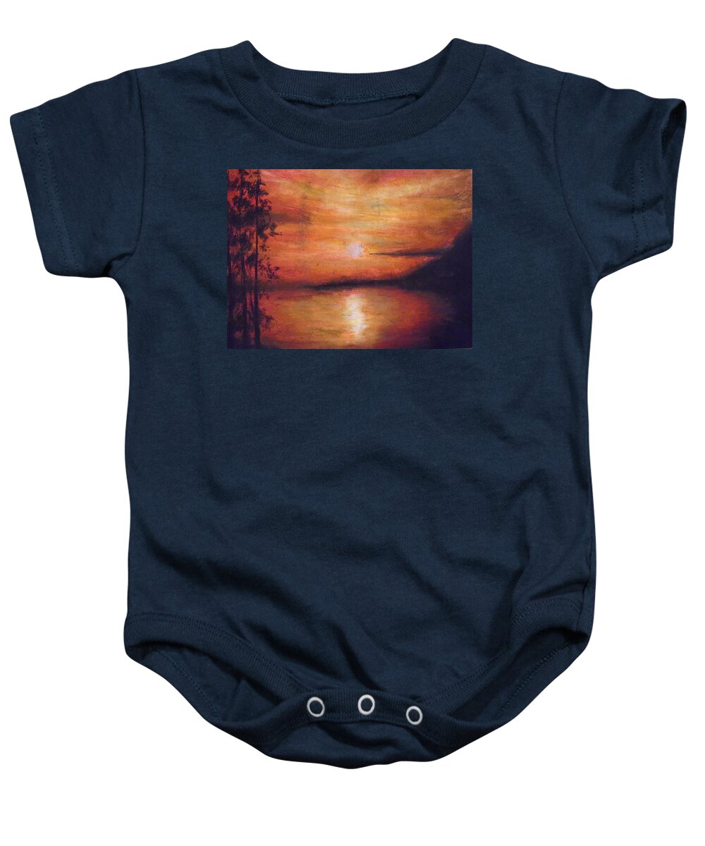 Sunset Baby Onesie featuring the painting Sunset Addiction by Jen Shearer