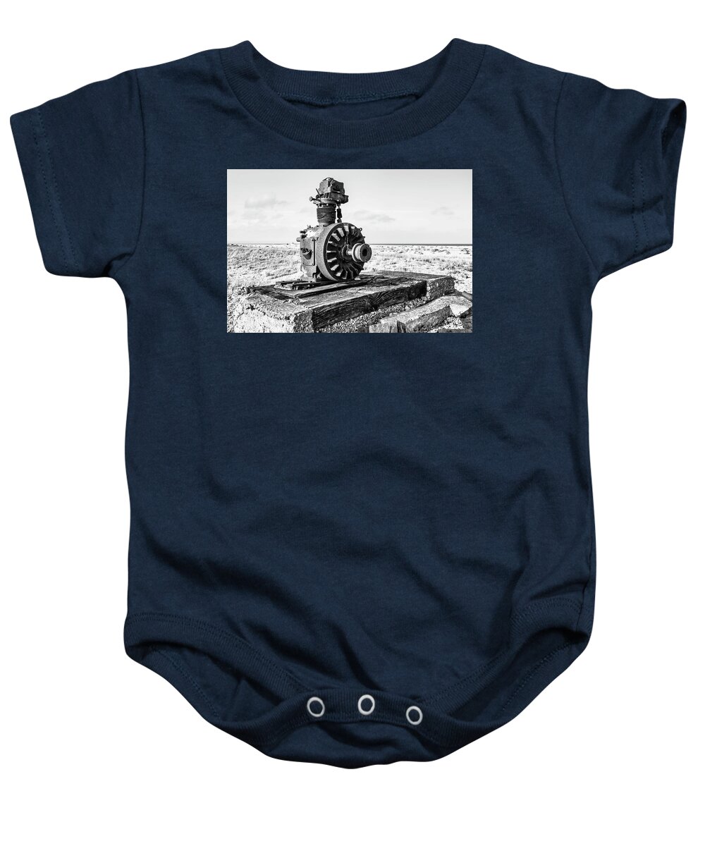 Winch Baby Onesie featuring the photograph The boat winch mono by Steev Stamford