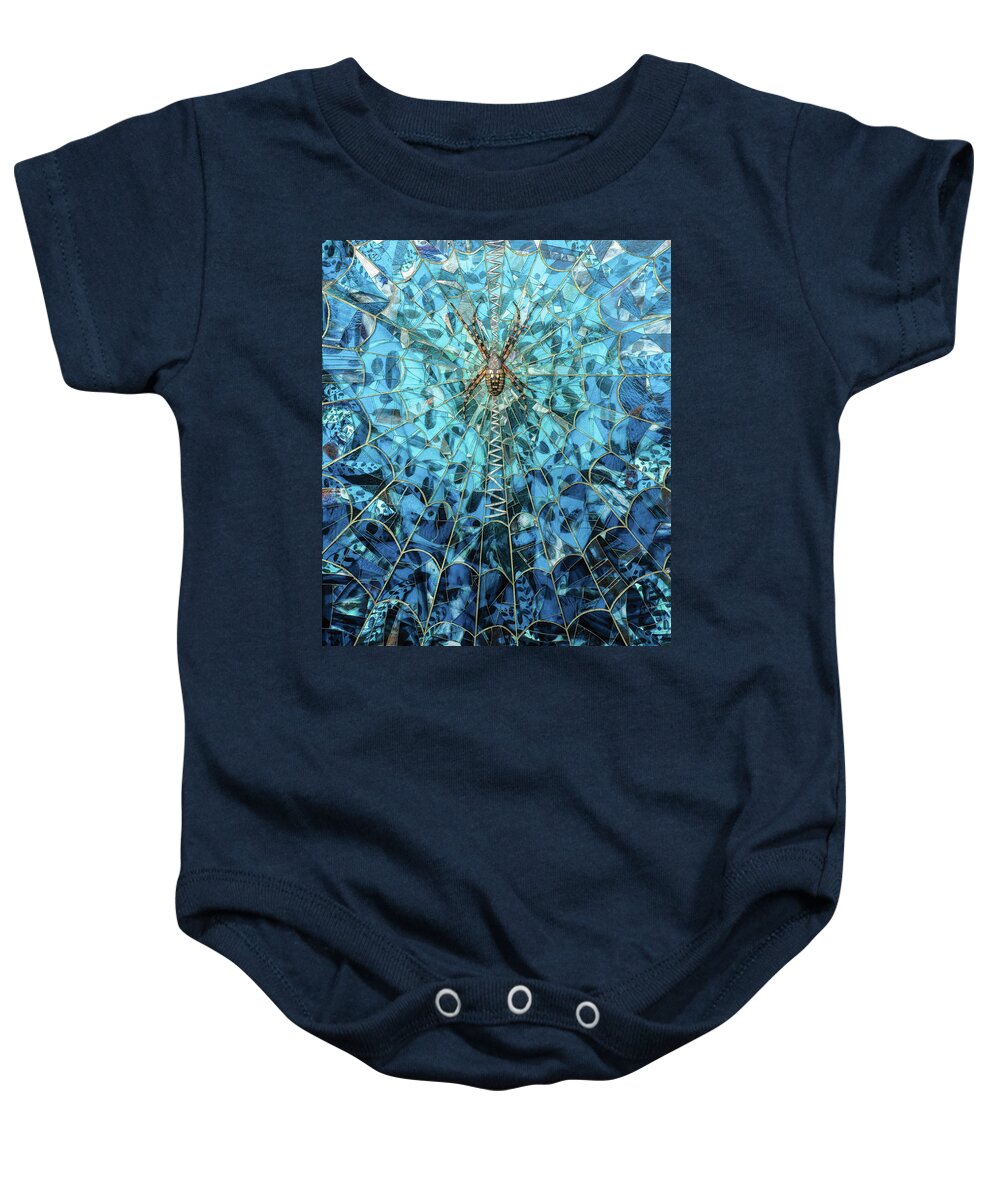 Spider Baby Onesie featuring the glass art The Guardian by Cherie Bosela